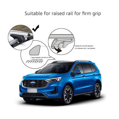 52" Cross Rail Roof Rack (2-Pack) - Fits Up to 46" Span, Black/Silver