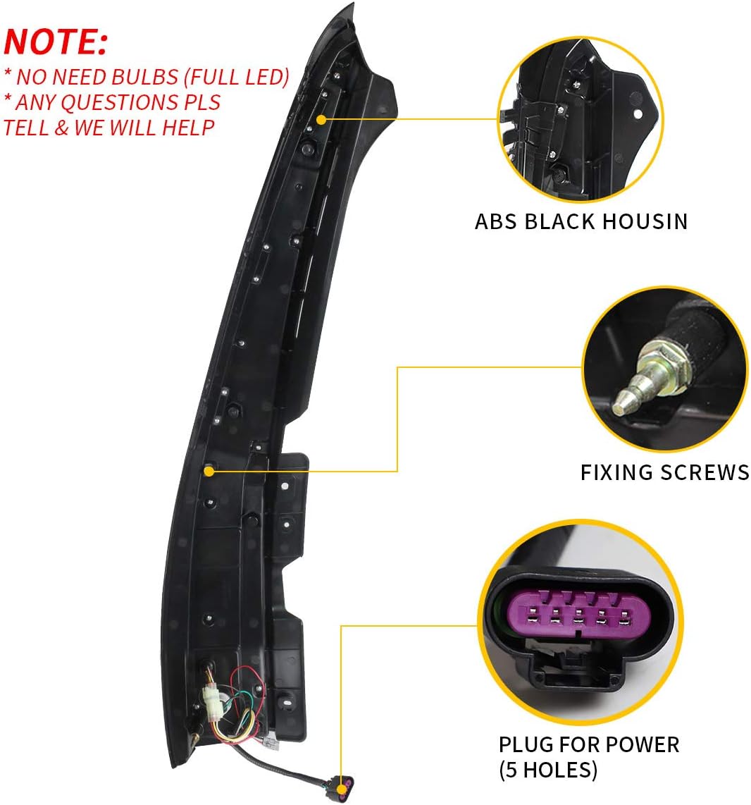 YUANZHENG Full LED Tail Lights Assembly for [GMC Yukon, Chevrolet Tahoe Suburban 3rd Gen SUV 2007-2014 (NO Need Bulbs)] Rear Tail Lamps with Amber Turn Signal, YAB-KLD-0156B (Red)