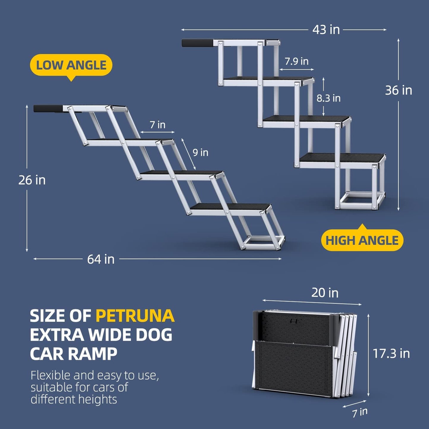 Supports up to 250 lbs Extra Wide Dog Ramps for Large Dogs - OHMU