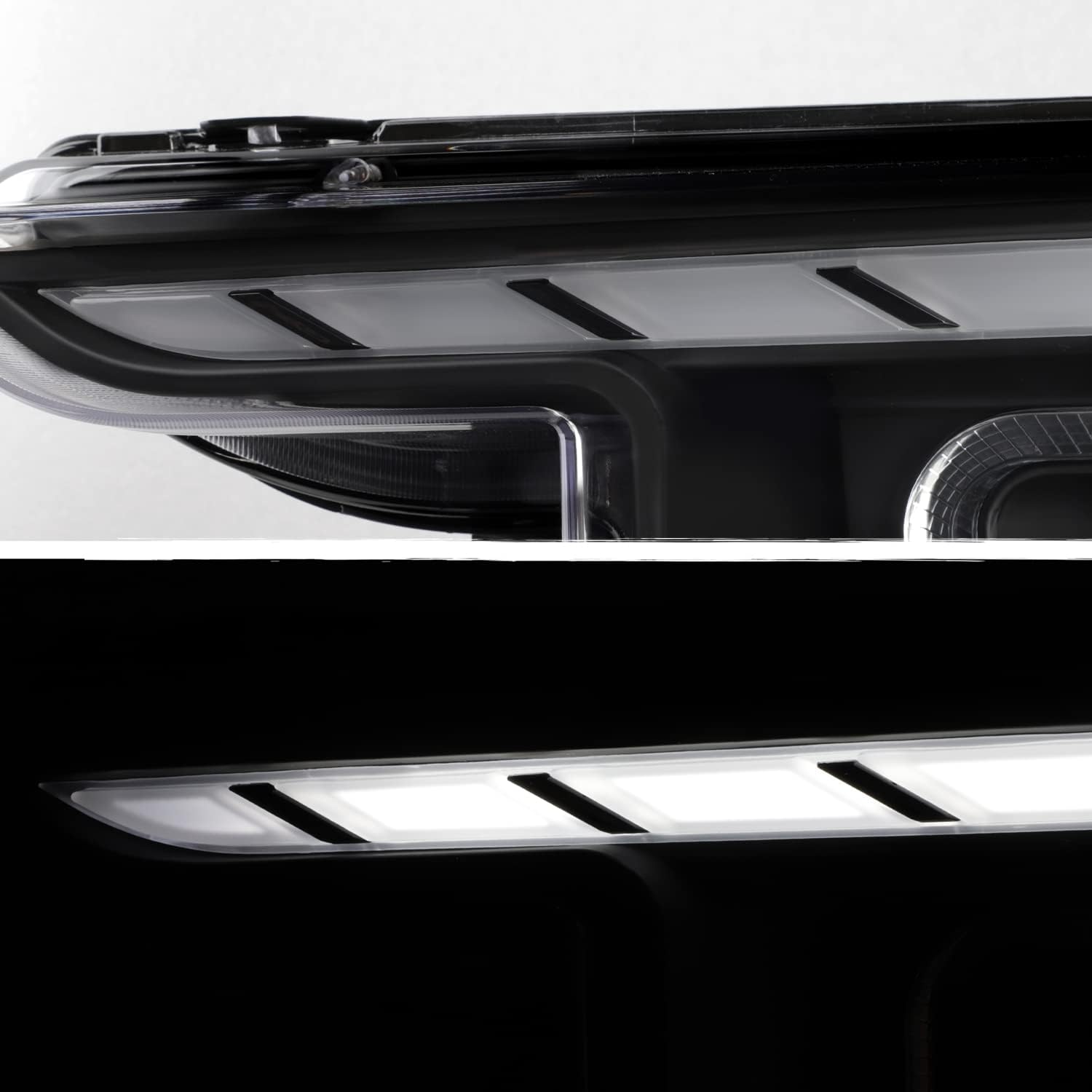 AKKON -Fit 2021-2023 Ford F150 LED DRL Sequential Signal [Halogen Type] Projector Black Headlights Pair Driver+Passenger