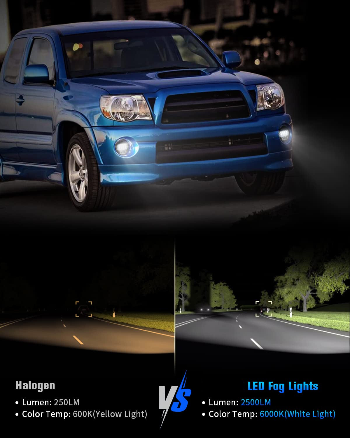 Pair Chrome LED Fog Lights for 2002-2008 Ram 1500 & 2003-2008 Ram 2500/3500