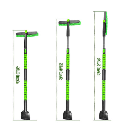 45" Extendable Snow Brush with Wide Ice Scraper - 360° Pivot, Green