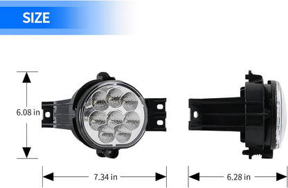 2-PCS LED Fog Lights for 2002-2008 Ram 1500, 2003-2009 Durango & 2004-2006 Ram 2500/3500