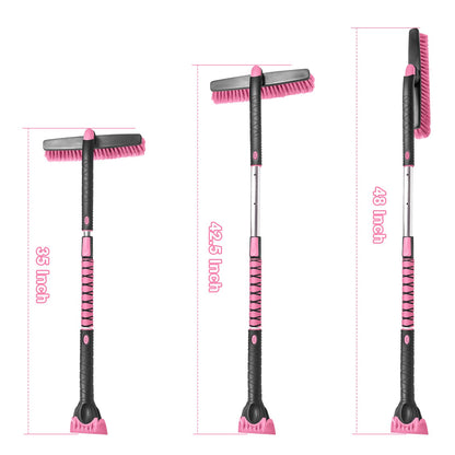 48" Extendable Snow Brush with 360° Pivoting Head - Pink (Fits SUV/Truck)