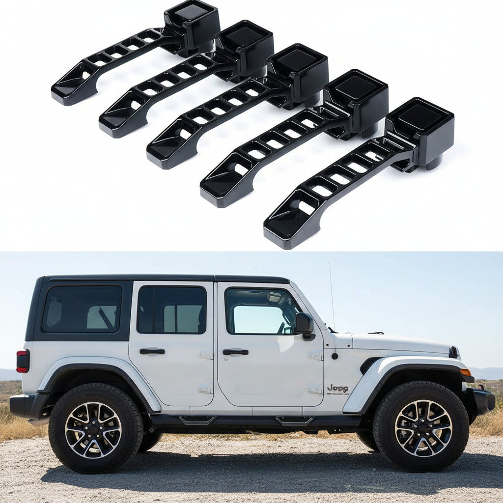 5-PCS Heavy Duty Aluminum Door Handles for 2007-2018 Jeep Wrangler JK (Black)