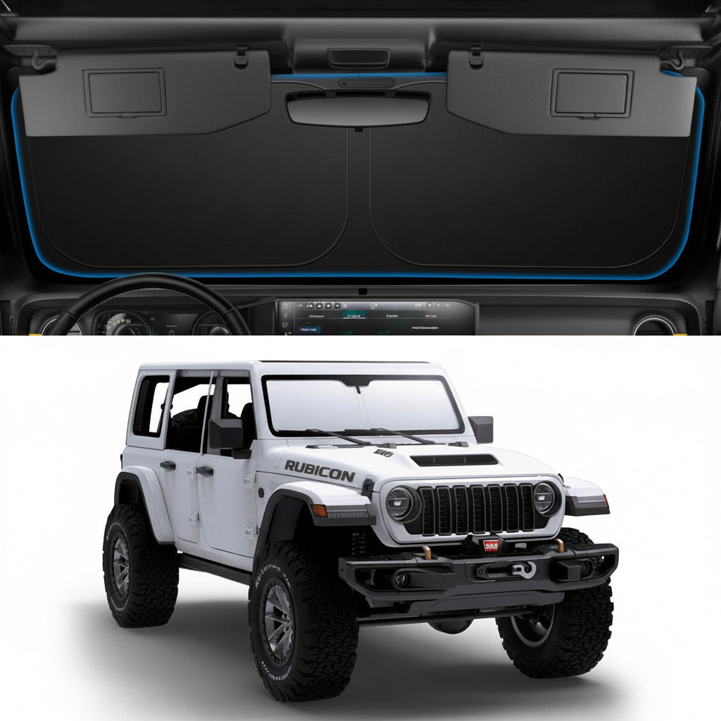 Triple-Coated CryoShade Windshield Sunshade for 2018-2025 Jeep Wrangler & Gladiator