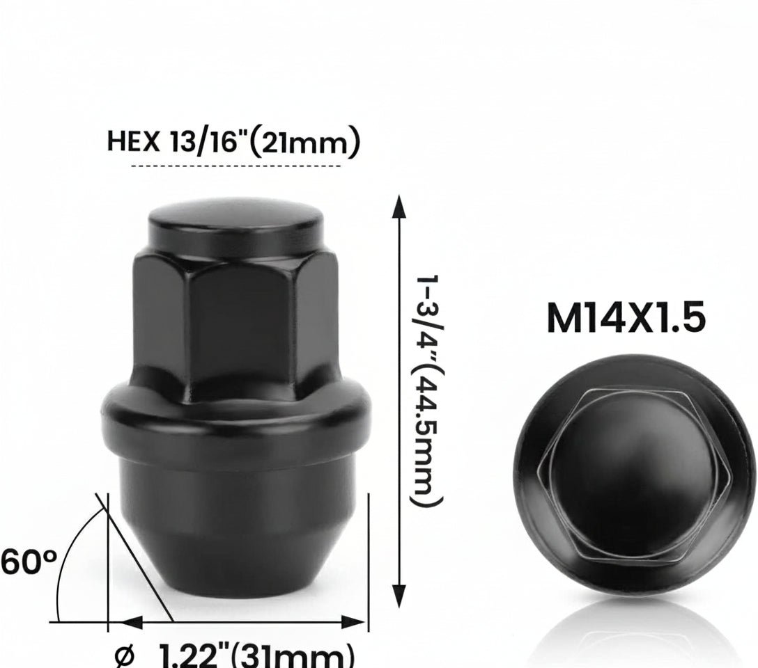 Dynofit 14x1.5 OEM Lug Nuts for F150 2015-2024, 24pcs One-piece Stock Lugnuts Compatible with Ford Expedition F-150 Lincoln Navigator 2016-2018/2019-2024, 14mmx1.5 Factory Tuner Nuts Replace OE#611008