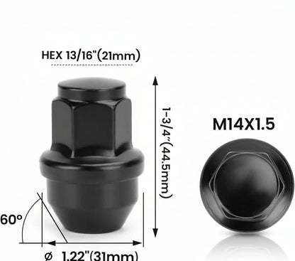 Dynofit 14x1.5 OEM Lug Nuts for F150 2015-2024, 24pcs One-piece Stock Lugnuts Compatible with Ford Expedition F-150 Lincoln Navigator 2016-2018/2019-2024, 14mmx1.5 Factory Tuner Nuts Replace OE#611008