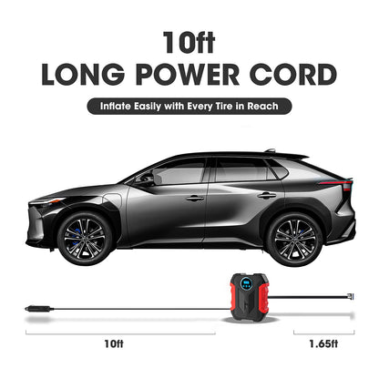 12V Portable Digital Tire Inflator with LED Light - Car Auto Air Compressor
