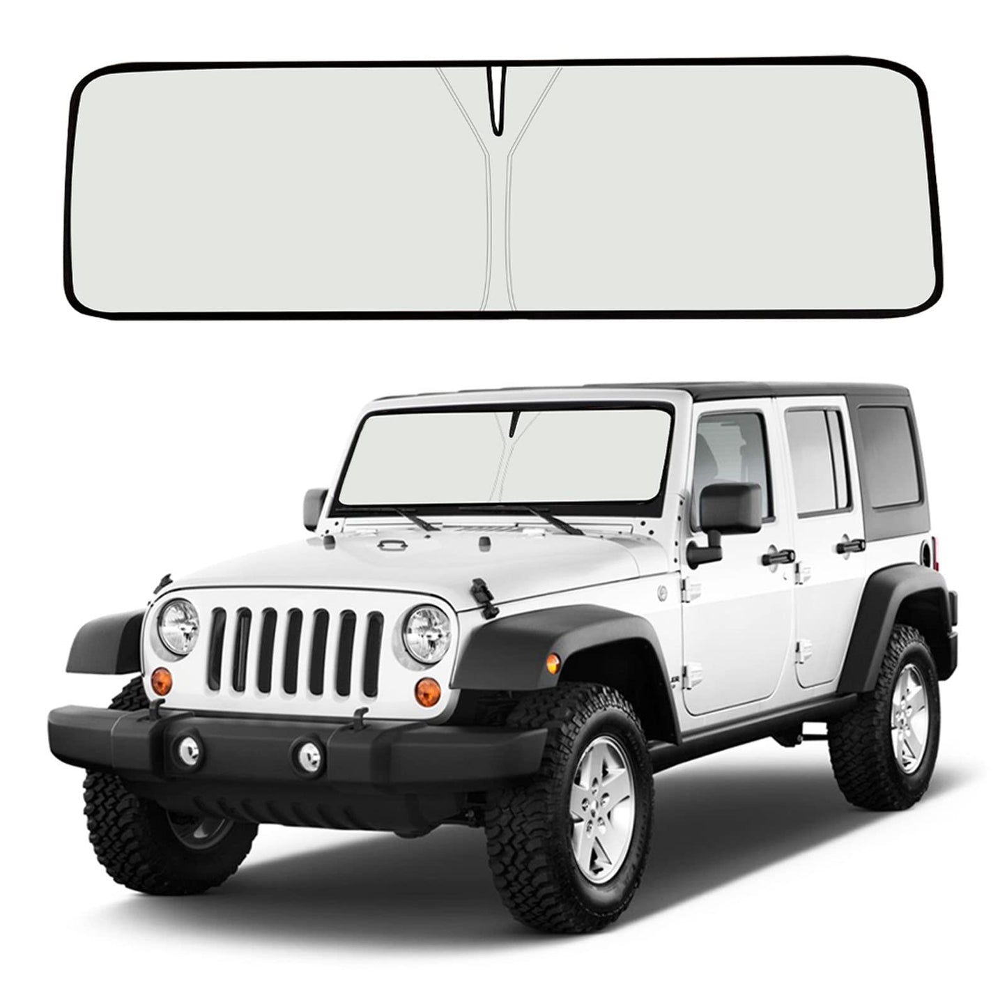 Upgrade Foldable Windshield Sun Shade for 2018-2023 Jeep Wrangler JL