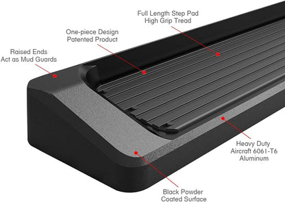 APS Running Boards Bars Compatible with Chevy Tahoe 2021-2025 4-Door & GMC Yukon 2021-2025 4-Door (Exclude Yukon XL) (Black Powder Coated Running Board Style)