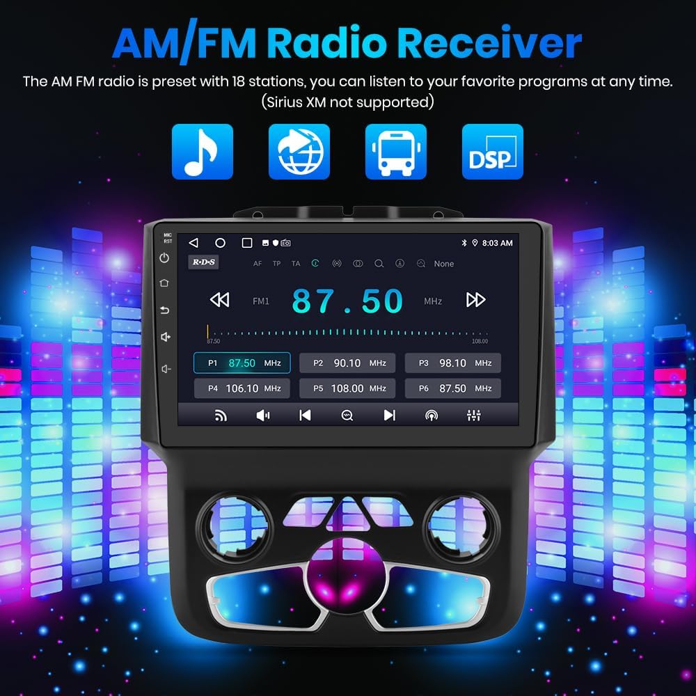 AWESAFE [2+64GB] Android 13 Car Stereo for Dodge Ram 1500 2500 3500 2013-2018 Auto AC with Wireless CarPlay/Android Auto, 9" Touch Screen Radio Replacement with Bluetooth/GPS/WiFi