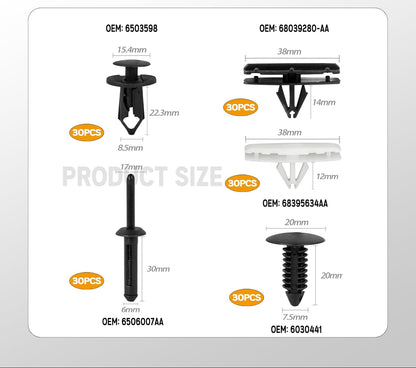 5-in-1 Push-Type Plastic Rivet Kit (150PCS) for 2007-2024 Jeep Wrangler & Grand Cherokee - Replaces 6503598