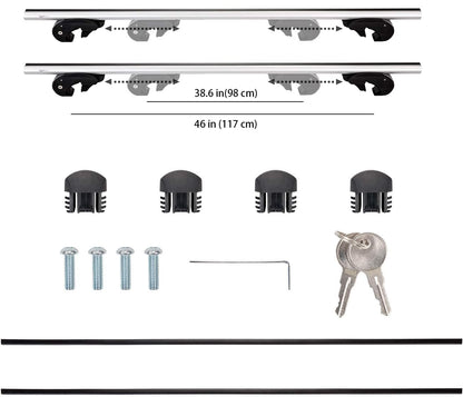 52" Cross Rail Roof Rack (2-Pack) - Fits Up to 46" Span, Black/Silver