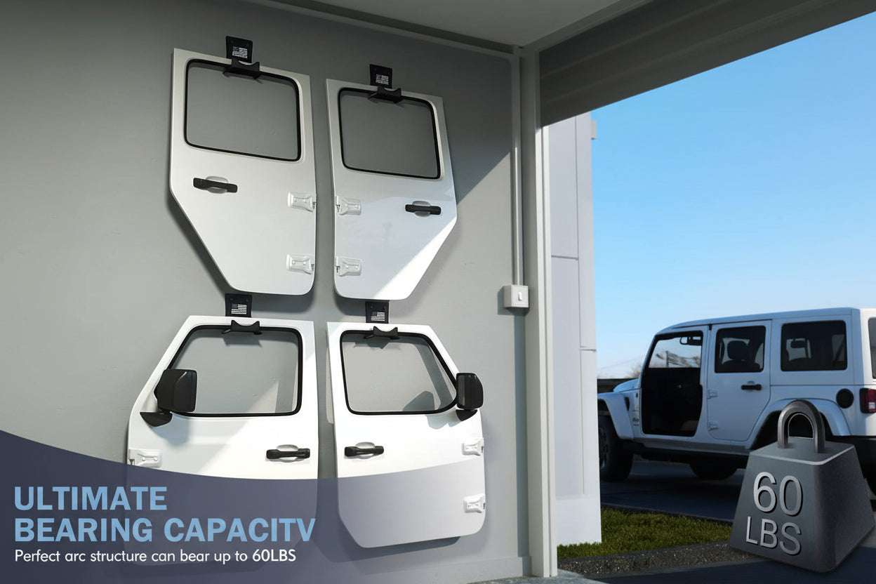 4-Pack Wall-Mounted Door Hangers for Jeep Wrangler (1956-2024)