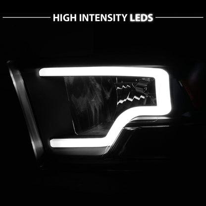 Black LED Bar Headlights for 2009-2018 Dodge Ram 1500/2500/3500 (Pair) - Includes Bulbs