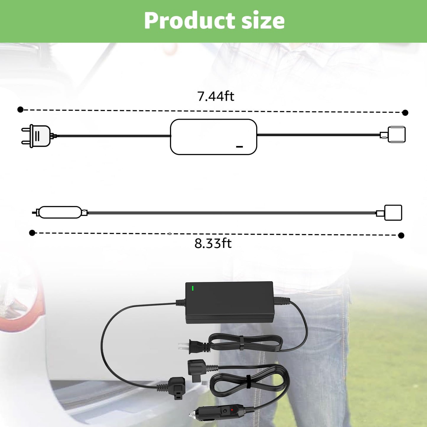 12V/24V Car Fridge Power Cord for Portable Refrigerators