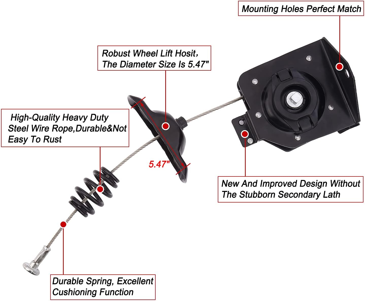 Spare Tire Hoist Assembly for 1999-2017 Chevy/GMC 1500/2500/3500 & Yukon - Only 5/6-Lug, Replaces 924-510/20870067