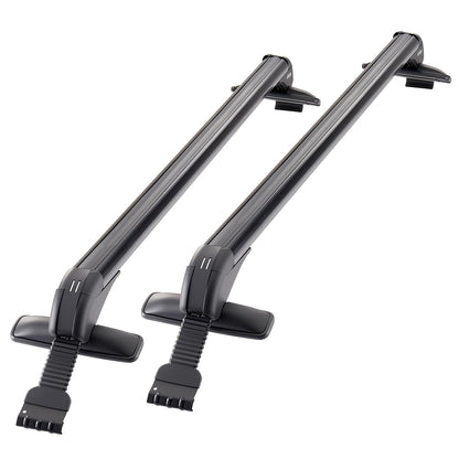 Universal Roof Rack Cross Bars for Naked Roofs - 165 lb Capacity, Lockable Aluminum
