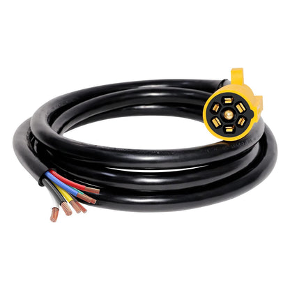 8ft 7-Pin Trailer Plug Cord - Double Prongs, Heavy Duty Pure Copper for RV/Trailer Side Replacement