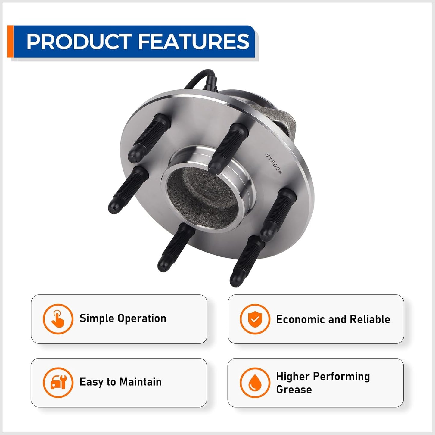 2-PCS 2WD Front Wheel Hub Assembly for 1999-2006 GM 1500 6-Lug Trucks/SUVs - 515054, w/ABS