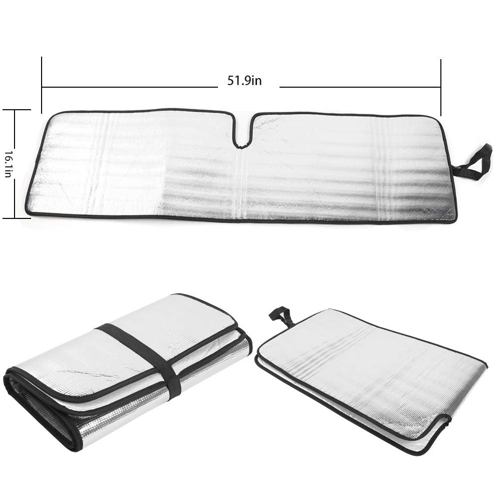 Windshield Sunshade Sun Shade Heat Shield Sun Visor Mat Compatible with Jeep Wrangler Rubicon Sahara TJ JK JKU 2 Door & 4 Door