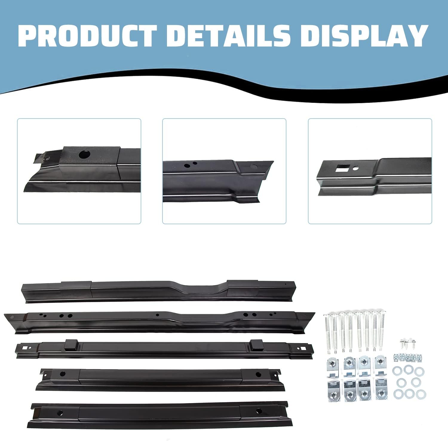 5 Steel Rails Truck Bed Crossmember Compatible with 1999-2018 Ford F250 F350 2008-2016 Ford F450 - OHMU