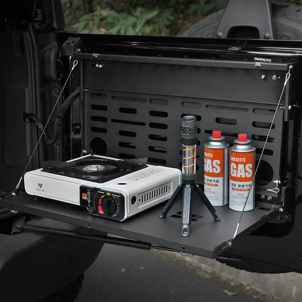 for Ford Bronco 2021-2024 2-Tier Foldable Rear Storage Cargo Rack Shelf Camping Desk Tailgate Table Molle Panel