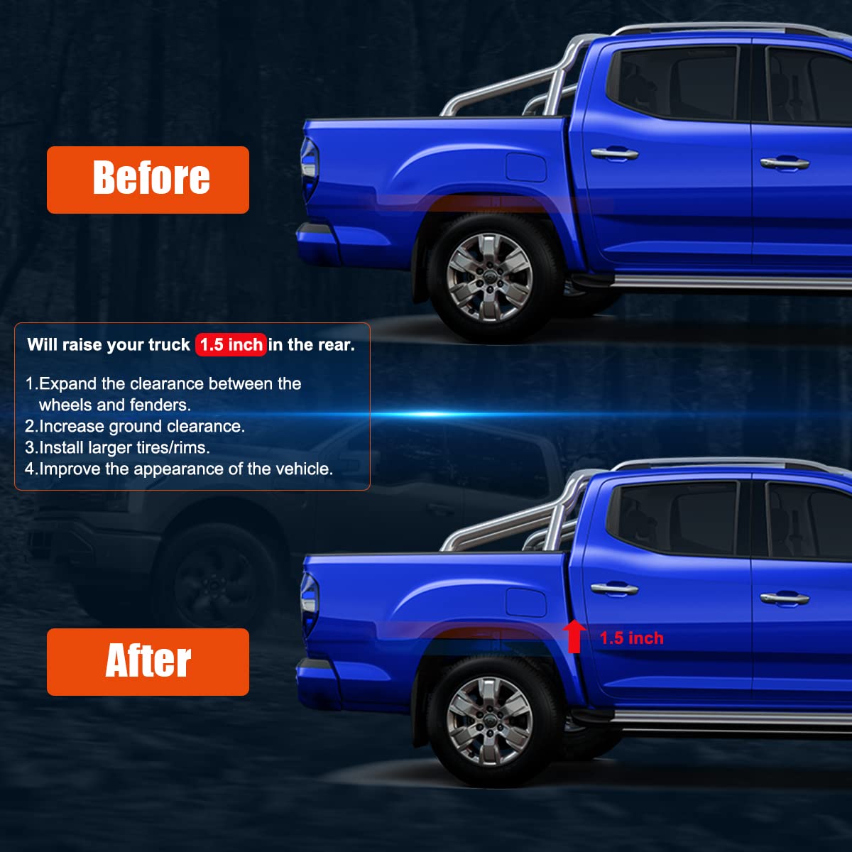 1.5" Rear Coil Lift Spacers for 2009-2024 Dodge Ram 1500 2WD/4WD