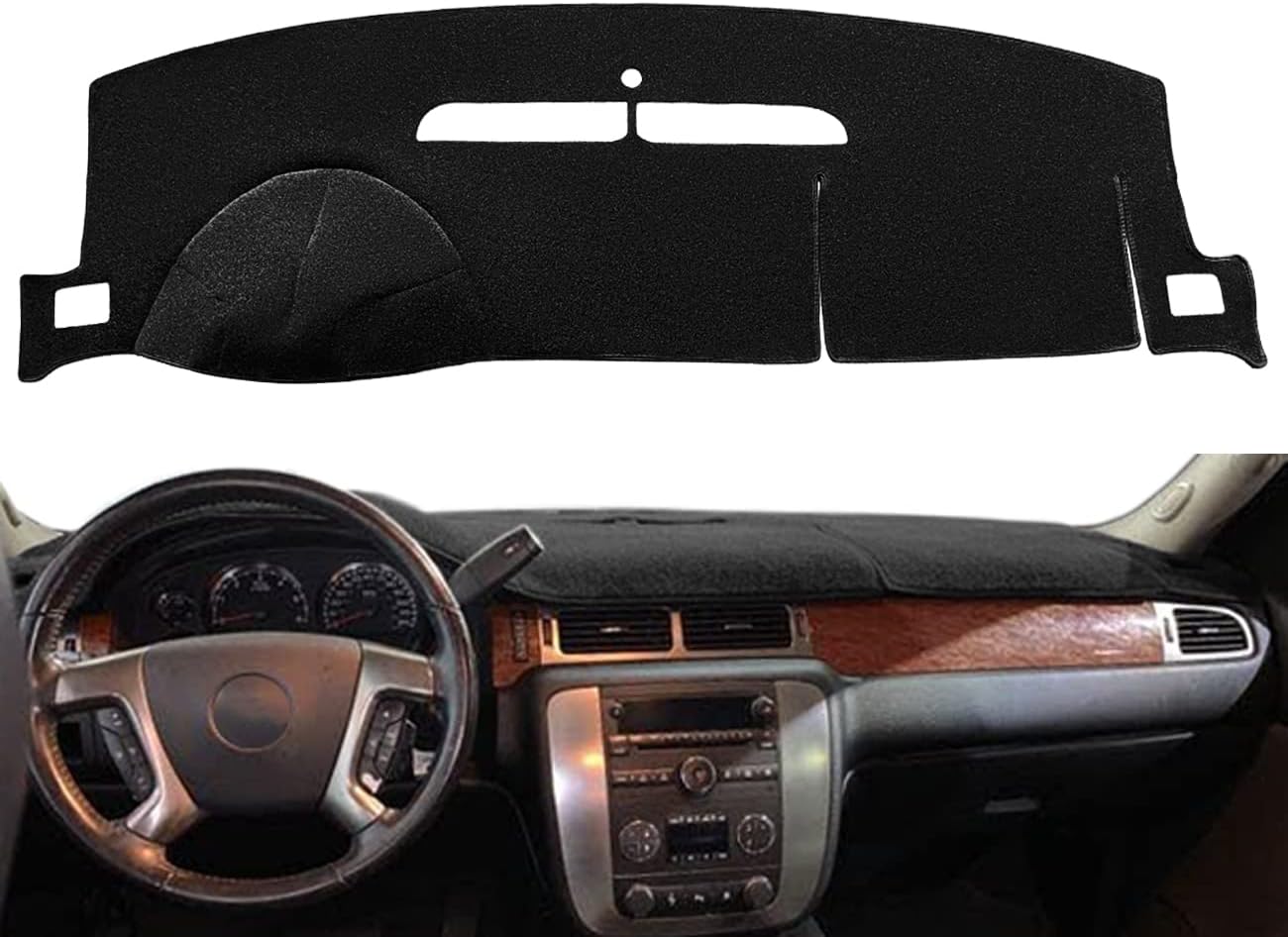 Dashboard Cover Dash Mat Carpet Fit for 2007-2014 Chevy Chevrolet Tahoe Suburban,2007-13 Chevy Avalanche Silverado 1500 2500 3500 LTZ /2007-13 GMC Sierra SLT Denali,2007-14 GMC Yukon XL (Black) Y24