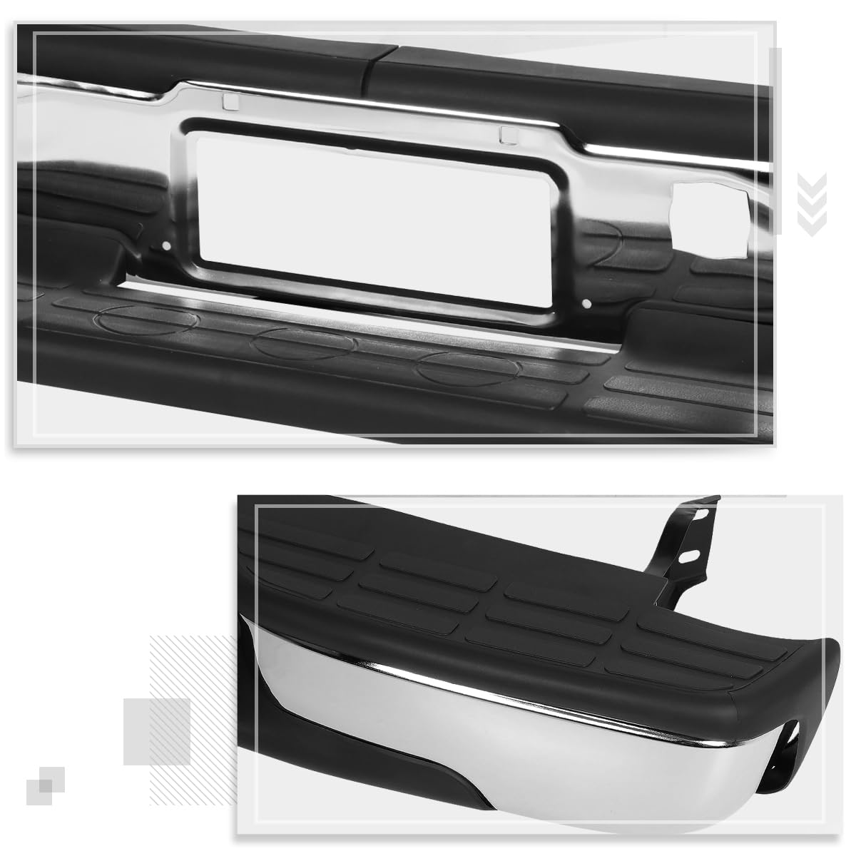 Rear Step Bumper with Plate Lights for 1999-2006 Chevy/GMC 1500/2500 - Replaces GM1103124/GM1103122/12496085