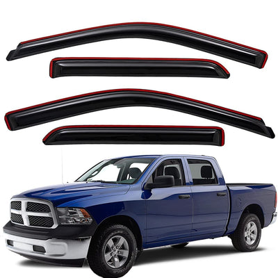 In-Channel Rain Guards (4-PCS) for 2009-2018 Ram 1500 & 2010-2025 Ram 2500/3500 Crew/Mega Cab (Smoke)