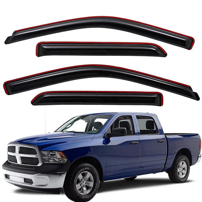 In-Channel Rain Guards (4-PCS) for 2009-2018 Ram 1500 & 2010-2025 Ram 2500/3500 Crew/Mega Cab (Smoke)
