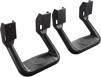 Black Powder Coated Side Steps (2-PCS) - w/Mounting Brackets for Chevy/Ford/Toyota/GMC/Dodge/Jeep