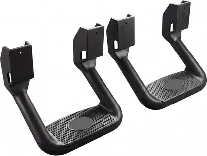Black Powder Coated Side Steps (2-PCS) - w/Mounting Brackets for Chevy/Ford/Toyota/GMC/Dodge/Jeep
