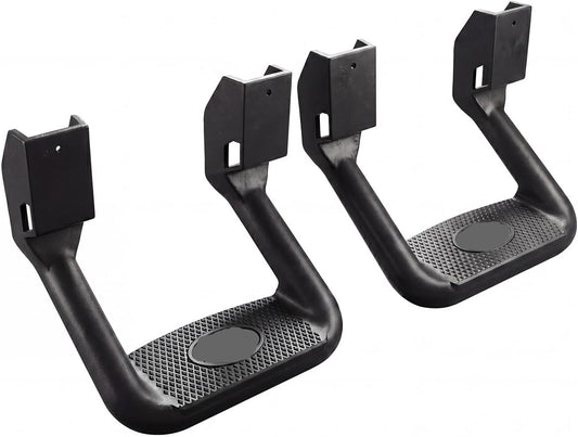 Black Powder Coated Side Steps (2-PCS) - w/Mounting Brackets for Chevy/Ford/Toyota/GMC/Dodge/Jeep