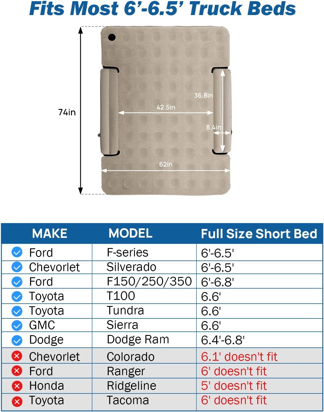 Truck Bed Air Mattress for 6-6.5Ft - OHMU