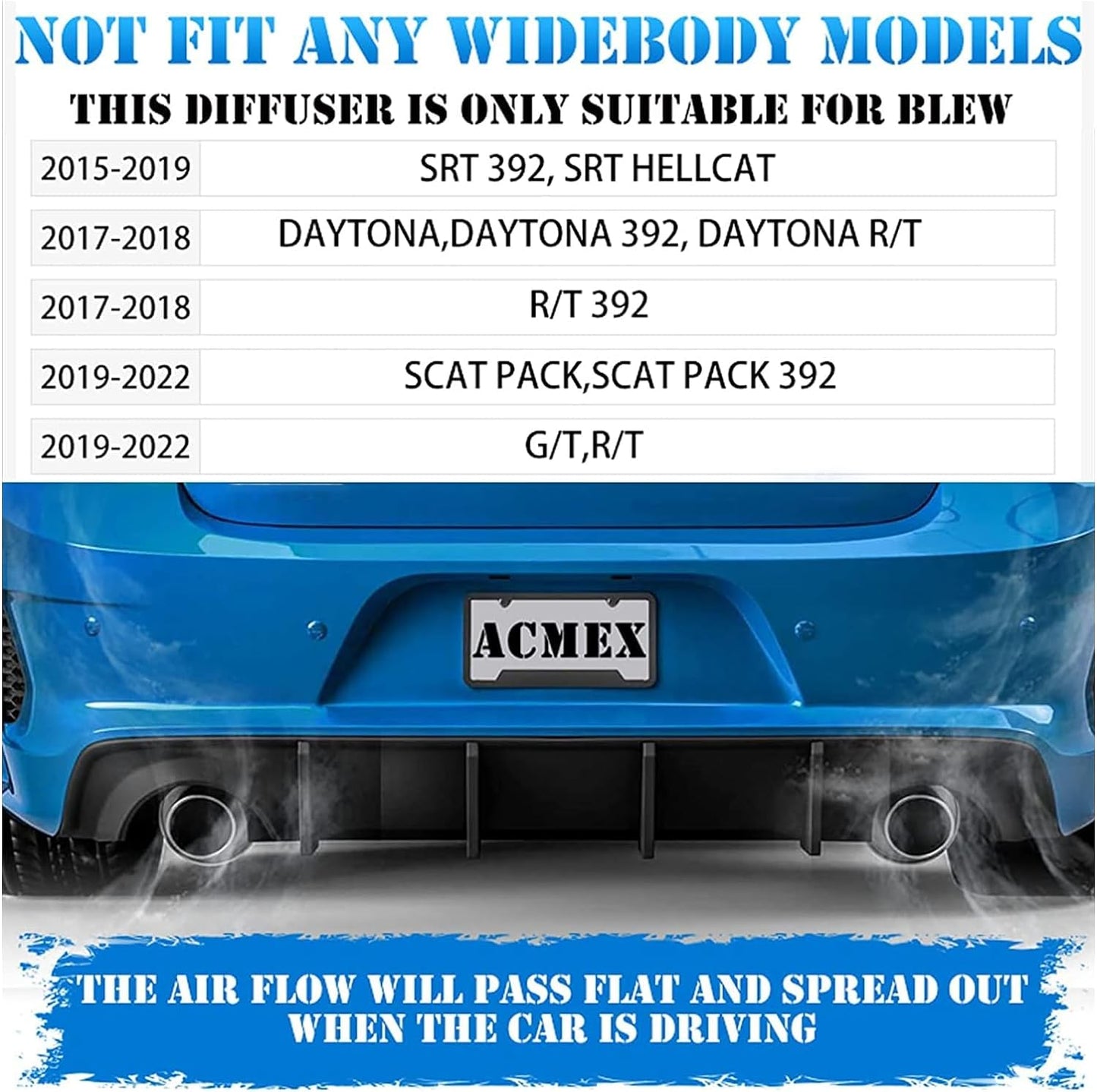 Rear Diffuser Compatible with 2015-2023 Dodge Charger