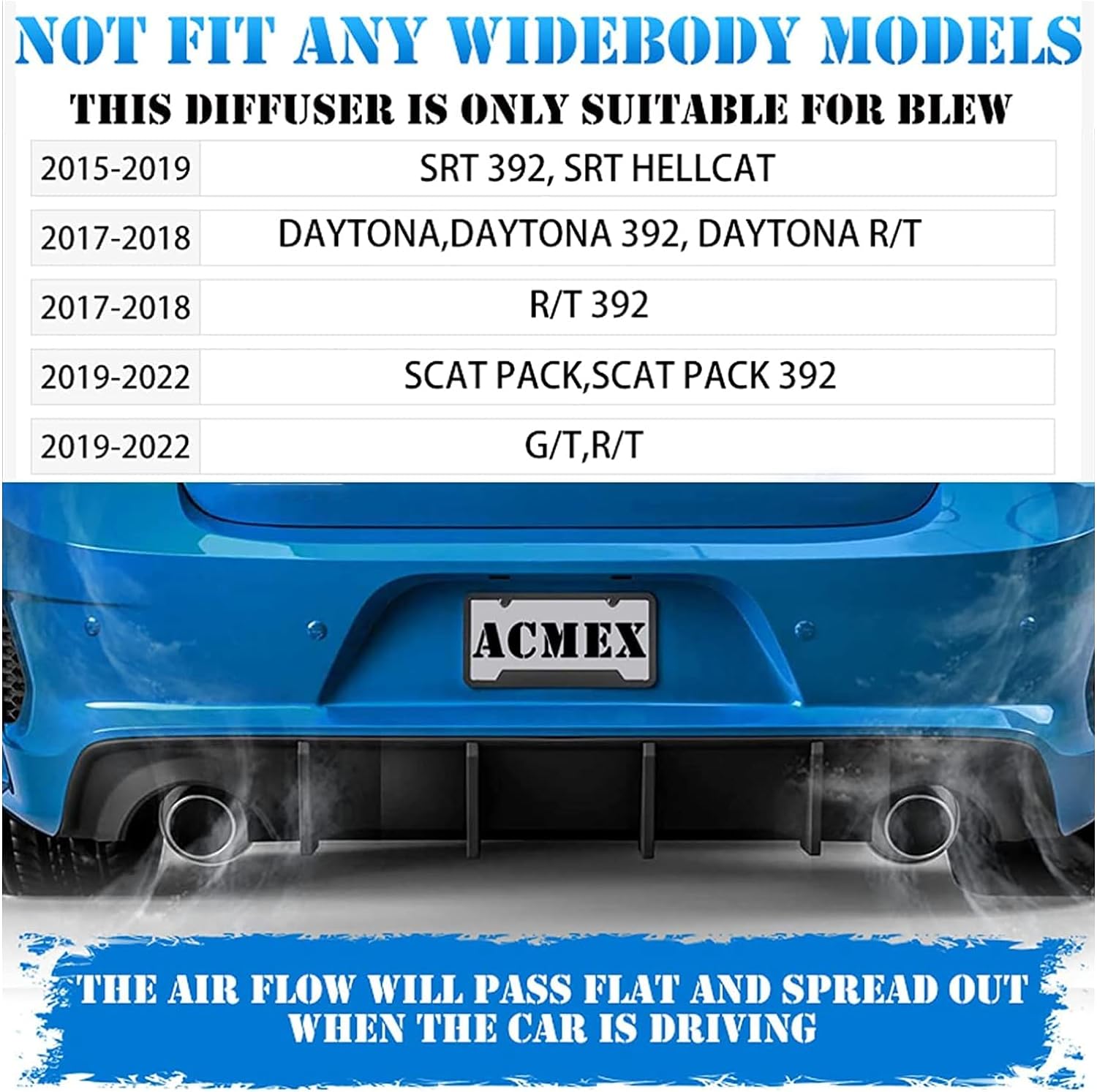 Rear Diffuser Compatible with 2015-2023 Dodge Charger - OHMU