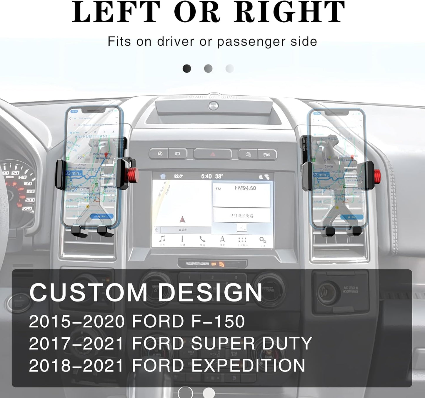 EASEORD Phone Mount Compatible with Ford F-150 2015-2020, Expedition 2018-2021, Super Duty 2017-2021, 360 Rotation Aluminum F150 Vent Cell Phone Holder for All Phone iPhone Android Smartphone