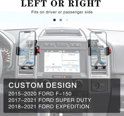 EASEORD Phone Mount Compatible with Ford F-150 2015-2020, Expedition 2018-2021, Super Duty 2017-2021, 360 Rotation Aluminum F150 Vent Cell Phone Holder for All Phone iPhone Android Smartphone