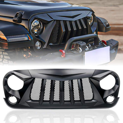 Matte Black Front Grille with Mesh for Jeep Wrangler JK 2007-2018