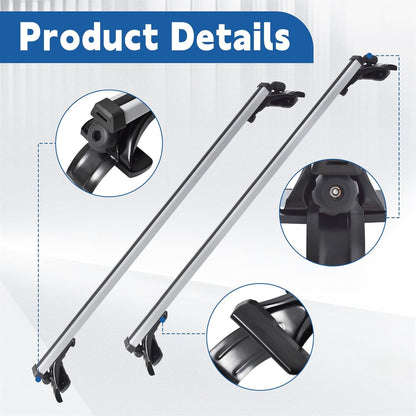 48" Universal Roof Rack Cross Bars with 3 Clamp Types - Silver Aluminum