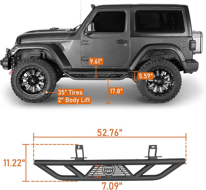 Tubular Side Steps / Rock Sliders for 2018-2026 Jeep Wrangler JL 2-Door