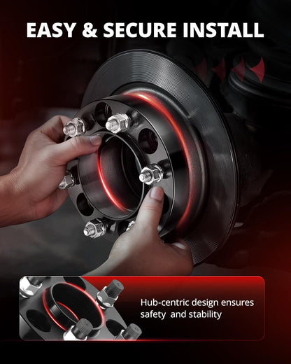 2" Hubcentric Wheel Spacers 6x139.7 for 2019-2024 Ram 1500 - 77.8mm Bore, M14x1.5 Studs (Black)