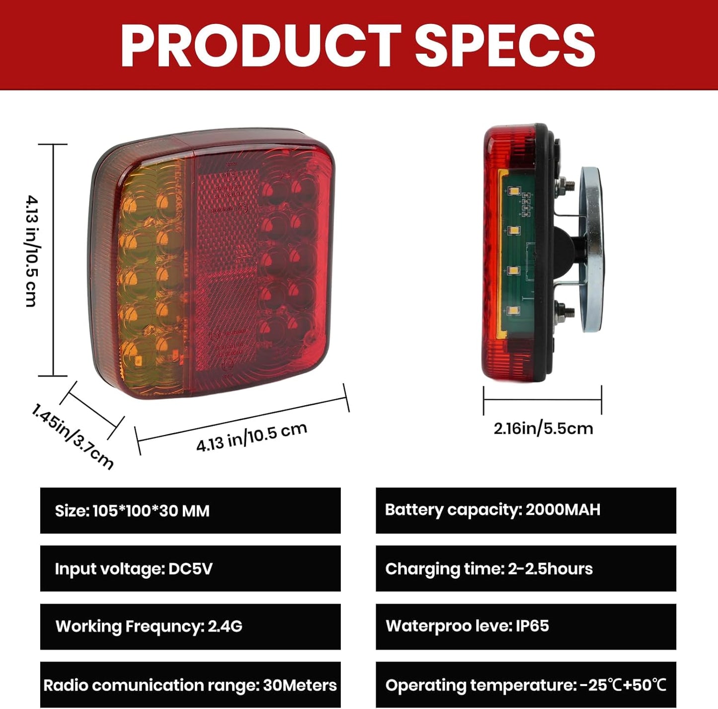 New Magnetic Wireless Trailer Lights, Waterproof Rechargeable LED Wireless Trailer Lights Kit with Powerful Suction Base for Trucks, Boat, RV, Vehicle, Camper1