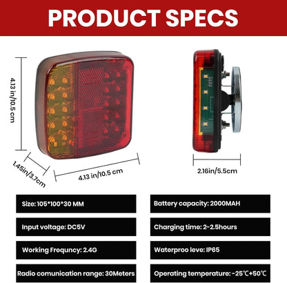 New Magnetic Wireless Trailer Lights, Waterproof Rechargeable LED Wireless Trailer Lights Kit with Powerful Suction Base for Trucks, Boat, RV, Vehicle, Camper1