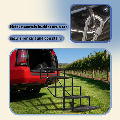 5-Step Dog Car Stairs - Upgraded Load Capacity for Large Dogs, Sturdy Portable Design