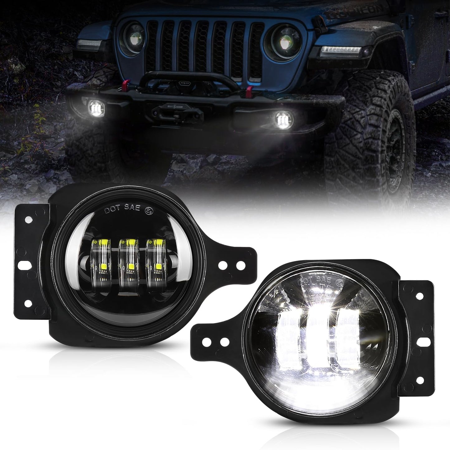 4-inch 30W Round LED Fog Lights for Jeep Wrangler JL/JLU