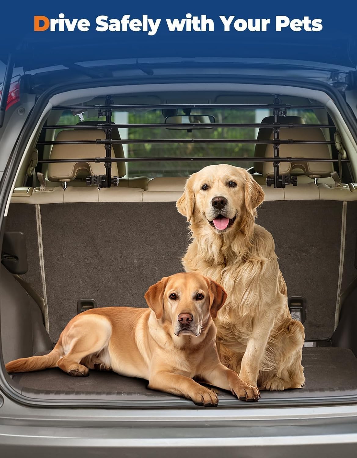 Universal Carbon Steel Dog Barrier - 32"-57" Adjustable Width for SUV/Truck Cargo Area